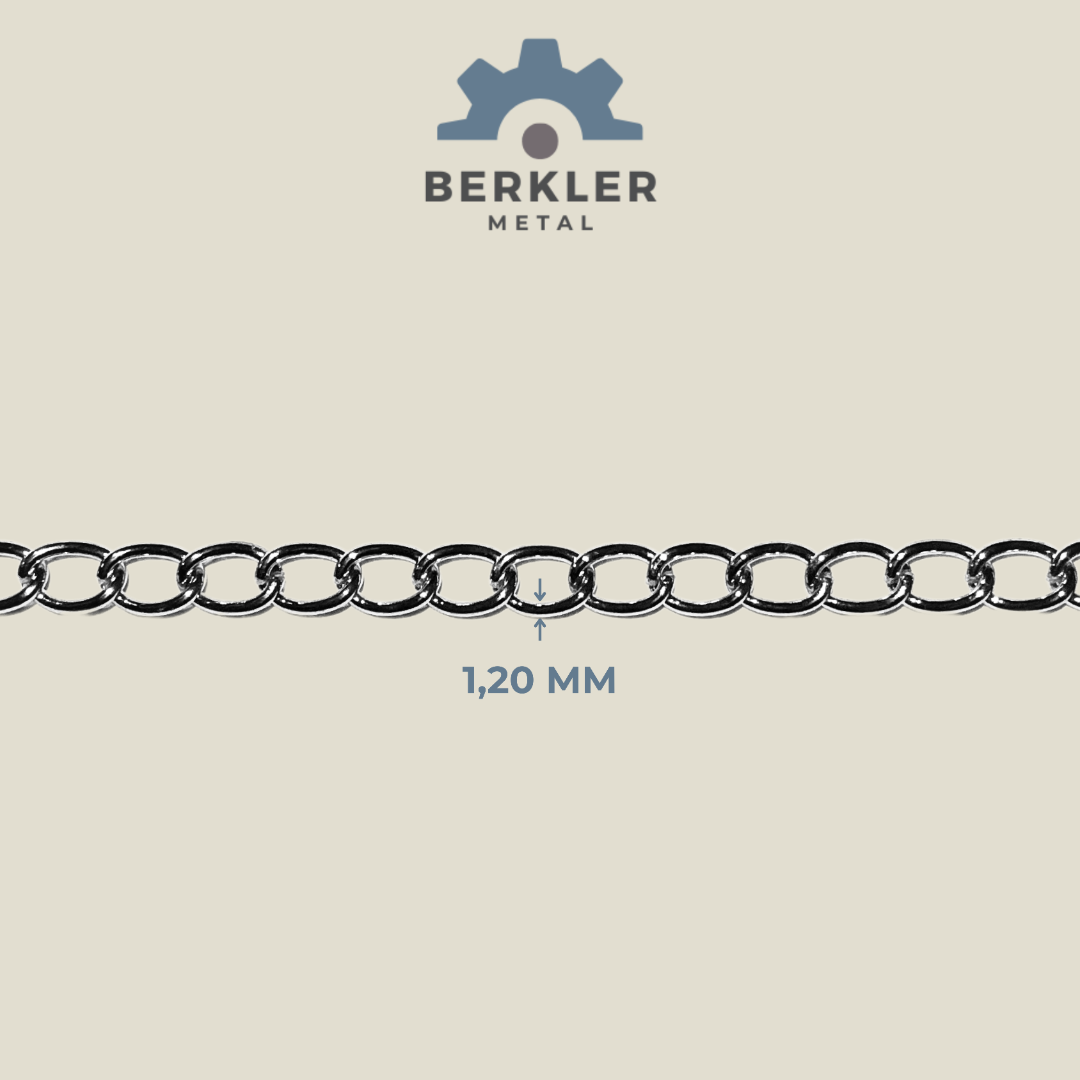 1,2 mm Kıvrık Metal Zincir – 10 Metre Toplu Satış | Berkler Metal