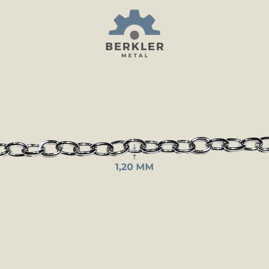 1,20 mm Düz Metal Zincir – 10 Metre Toplu Satış | Berkler Metal