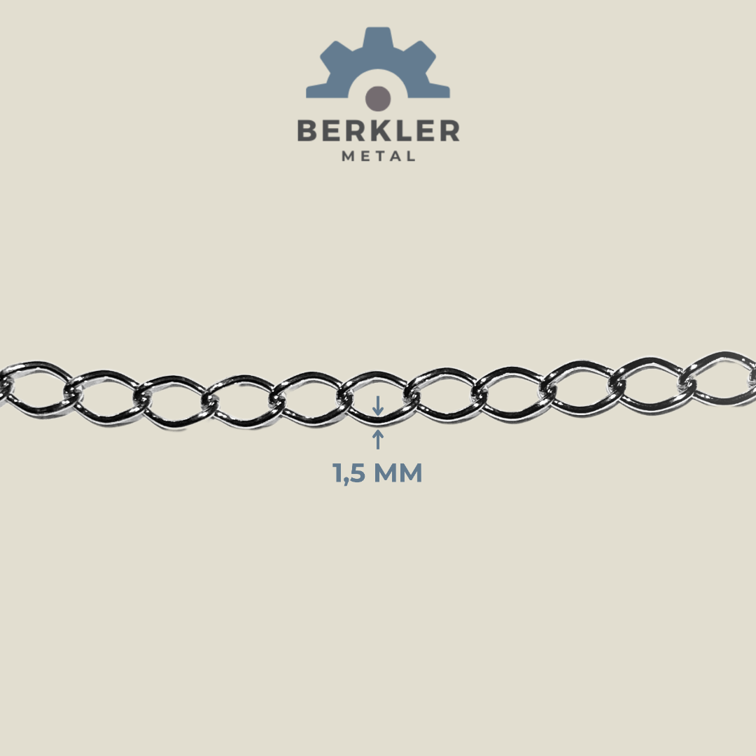 1,5 mm küçük kelepçe zincir metre satış metal renk 10 metre