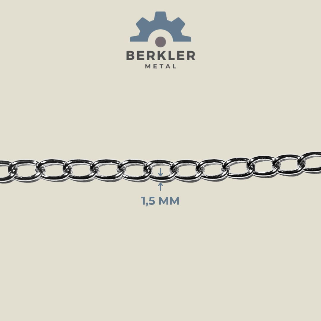 1,5 mm kıvrık zincir metre satış metal renk 10 metre