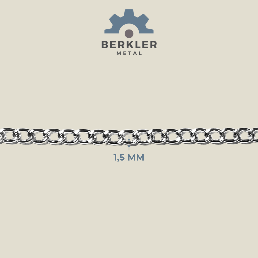 1,5 mm traşlı zincir metal renk 10 metre