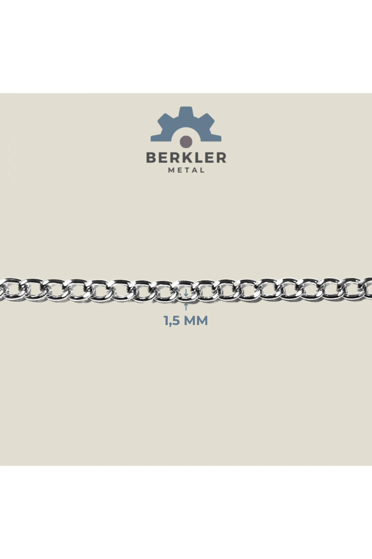 1,5 mm traşlı zincir metal renk 10 metre
