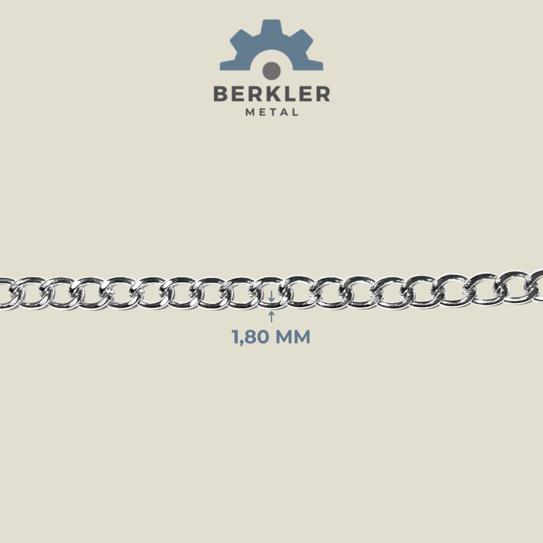 1,8 mm traşlı zincir metal renk 10 metre