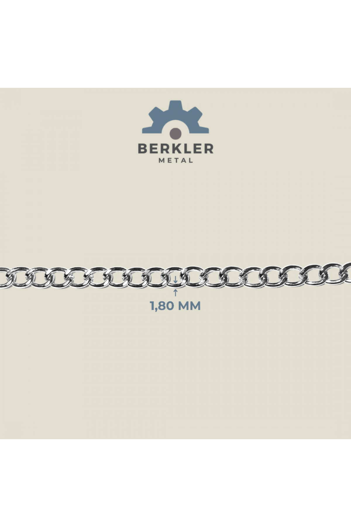 1,8 mm traşlı zincir metal renk 10 metre