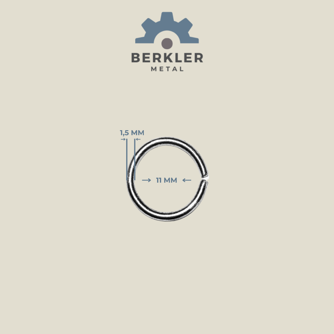 11 mm * 1.5 mm yuvarlak halka metal renk