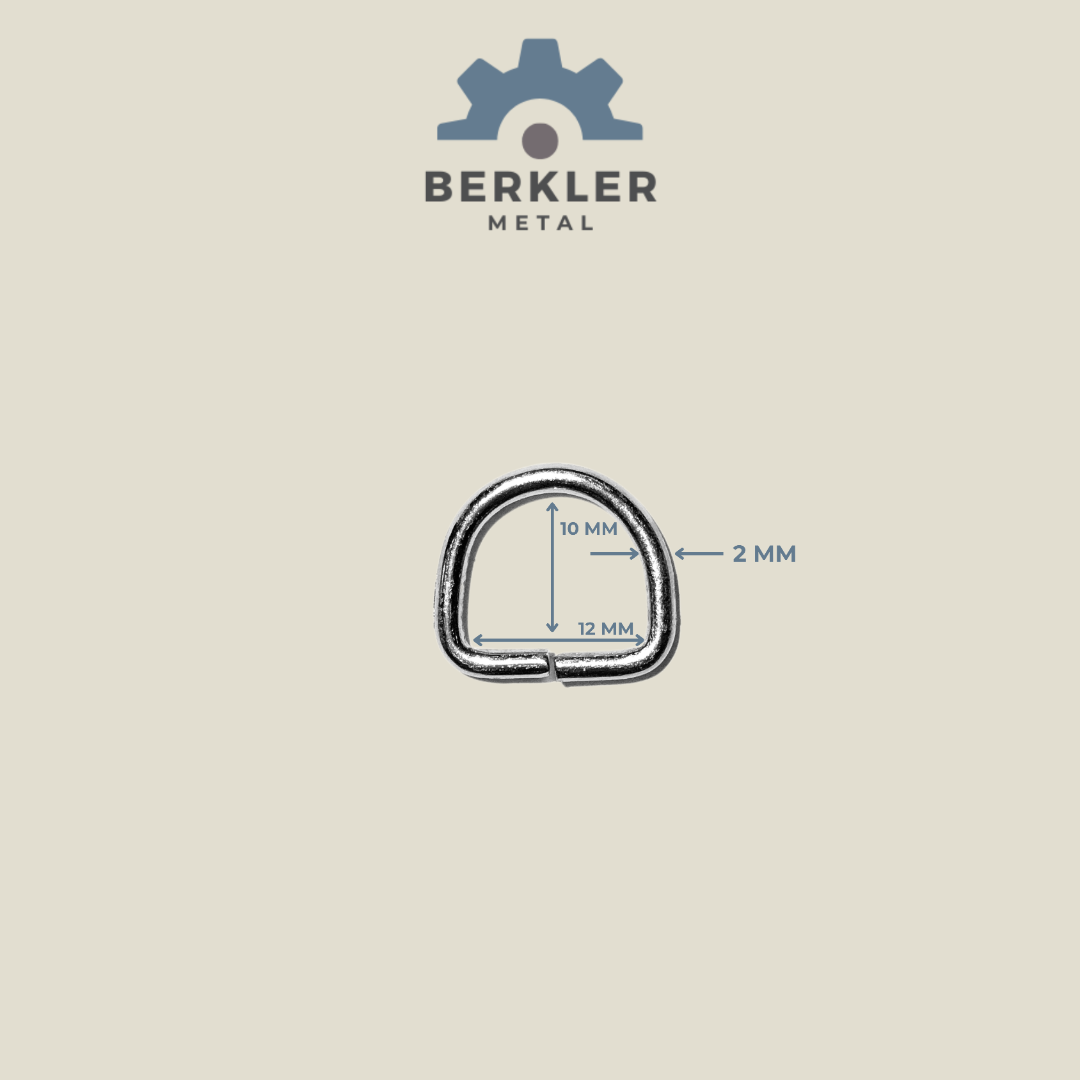 12 mm * 10 mm * 2 mm D Halka metal renk