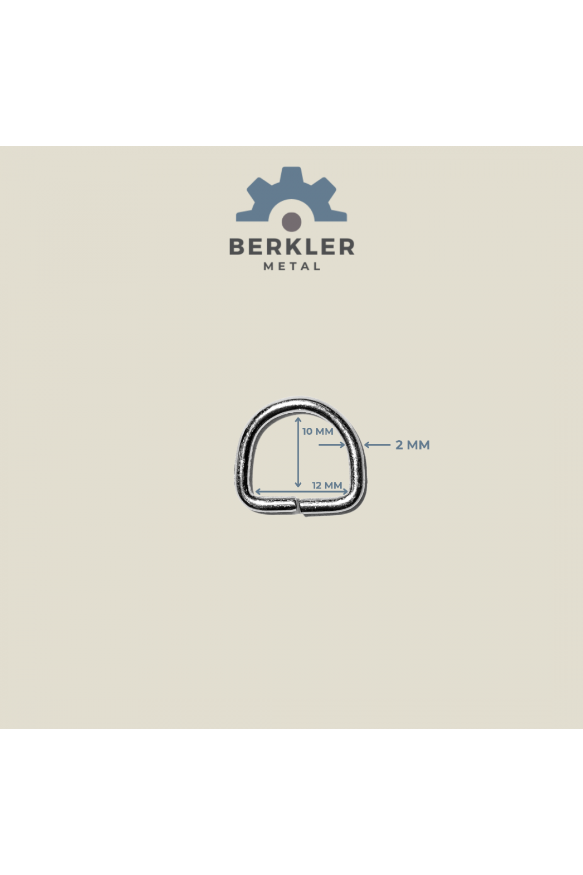 12 mm * 10 mm * 2 mm D Halka metal renk