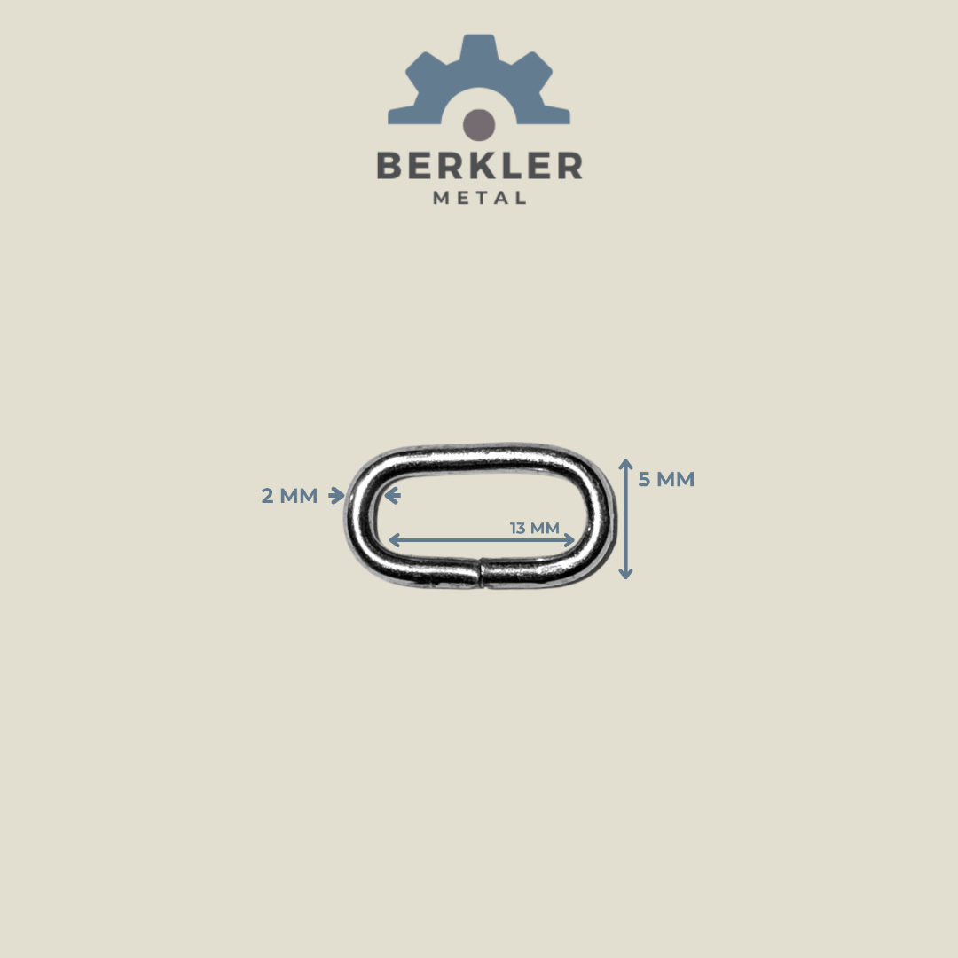 13 mm * 5 mm* 2 mm oval halka metal renk