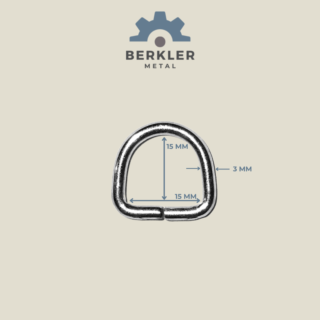 15 mm * 15 mm * 3 mm D Halka metal renk