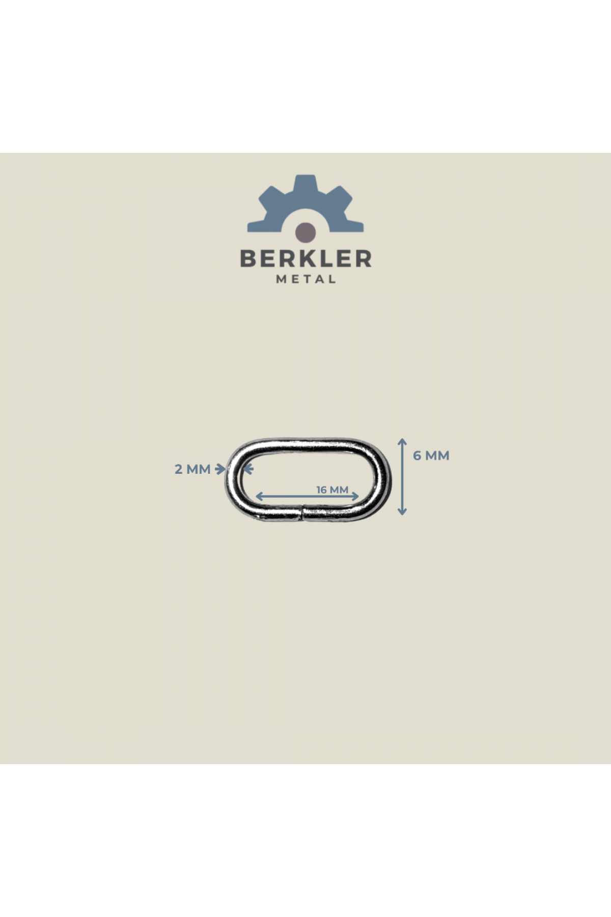 16 mm * 6 mm* 2 mm oval halka metal renk