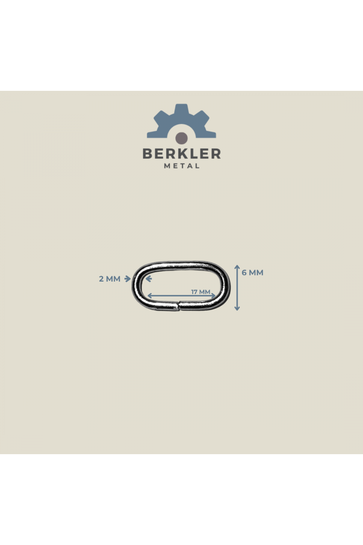 17 mm * 6 mm* 2 mm oval halka metal renk