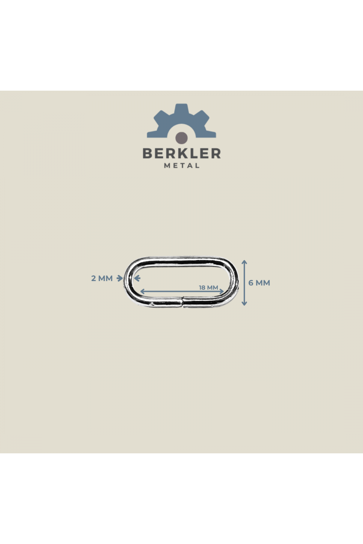 18 mm * 6 mm* 2 mm oval halka metal renk