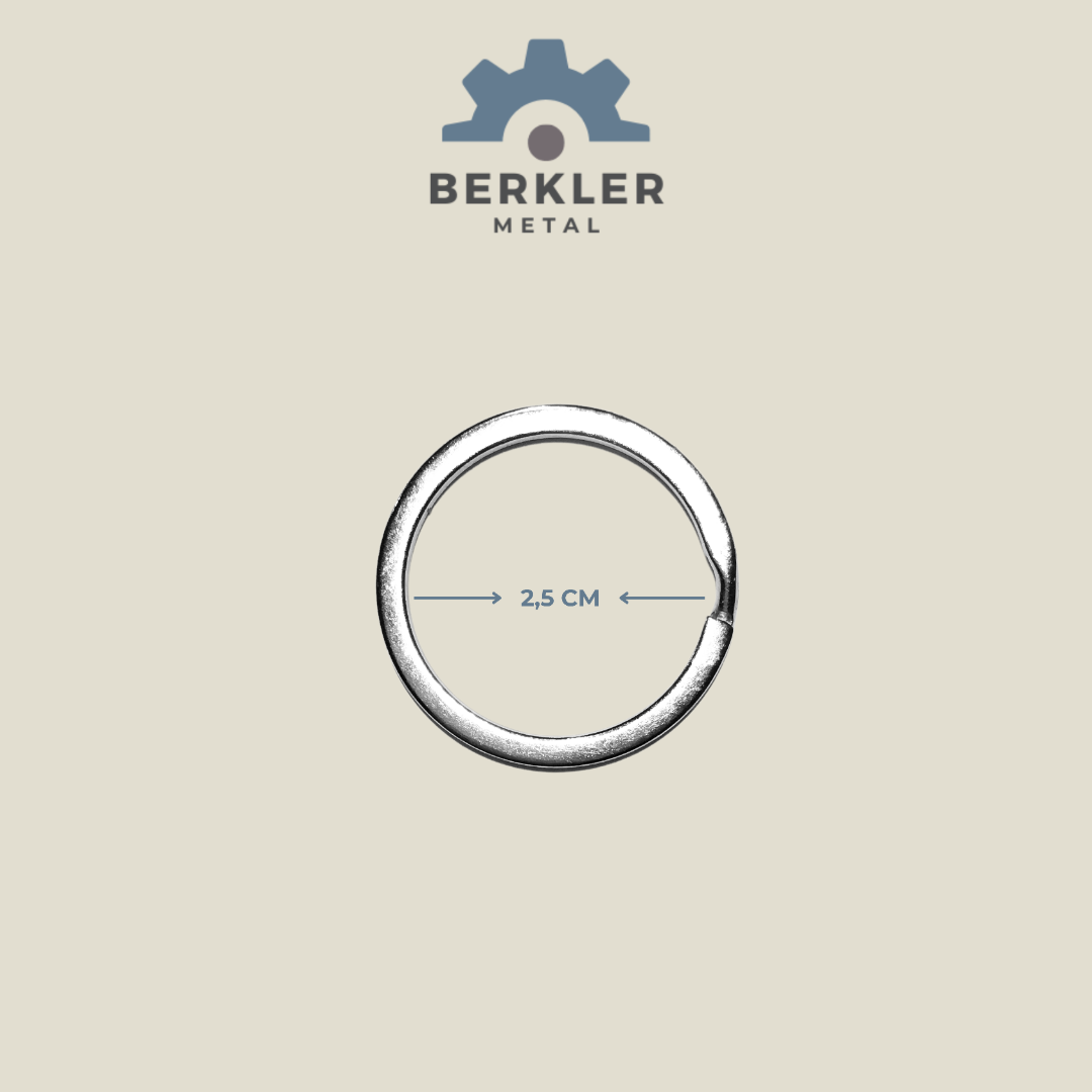 2,5 cm Ezme Anahtarlık Halkası – Metal Renk, 100 Adet Toplu Satış