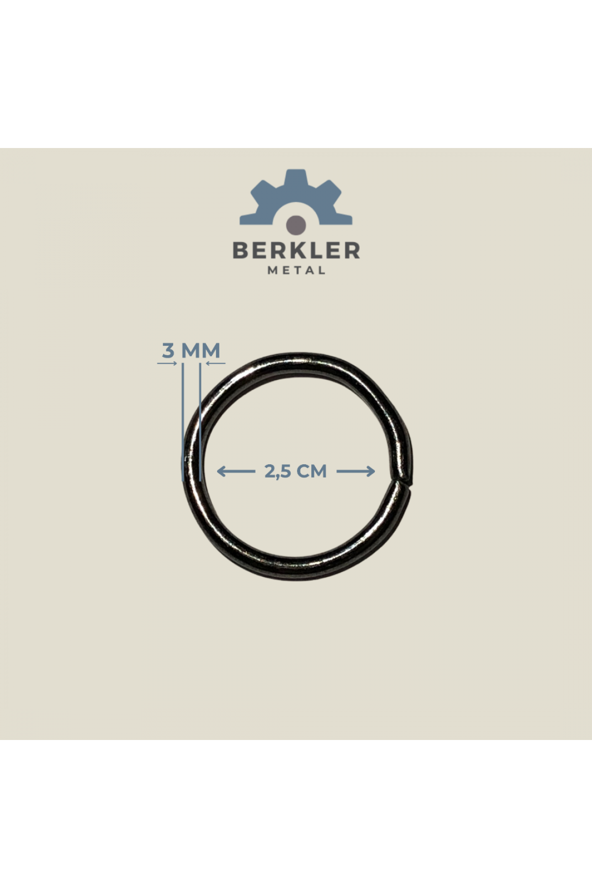 2.5 cm. * 3 mm yuvarlak halka füme renk