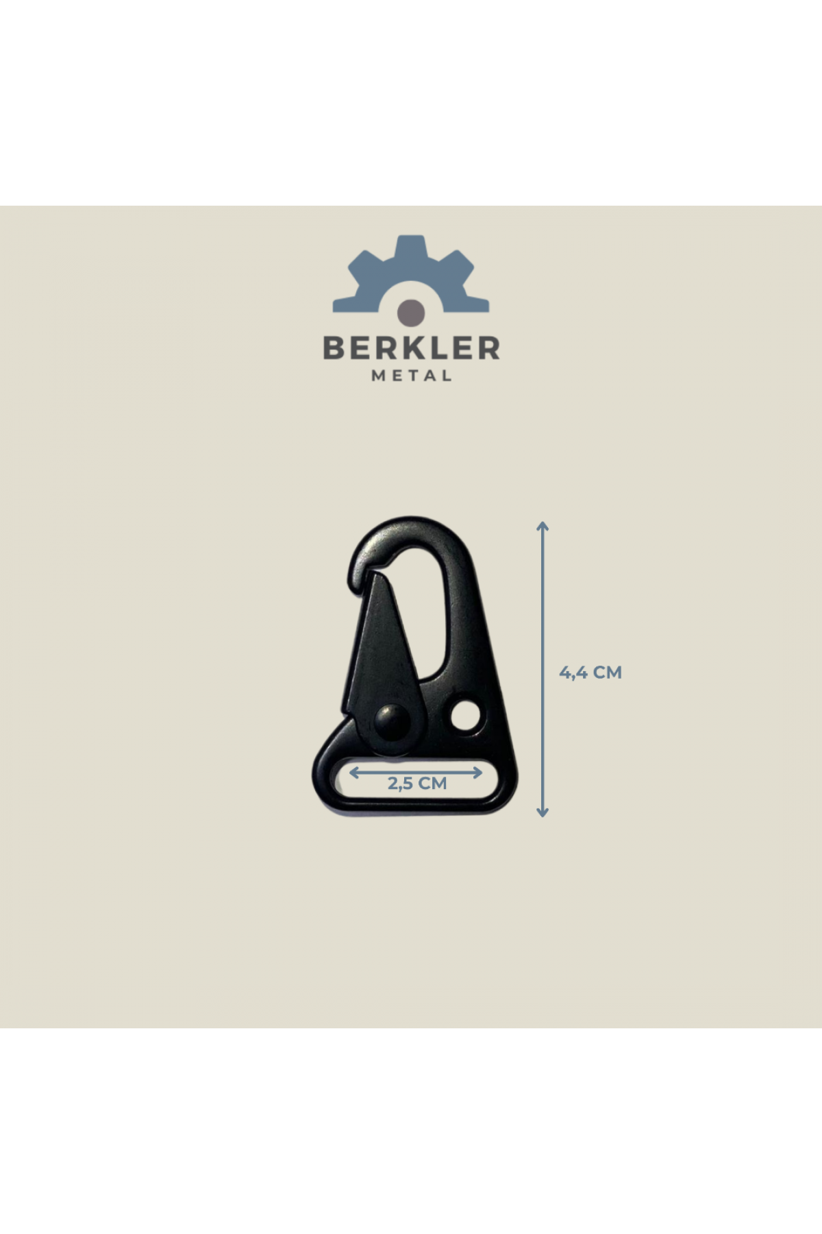 2,5 cm G3 Tüfek Kancası – Siyah Boyalı Metal Karabina (4,4 cm)