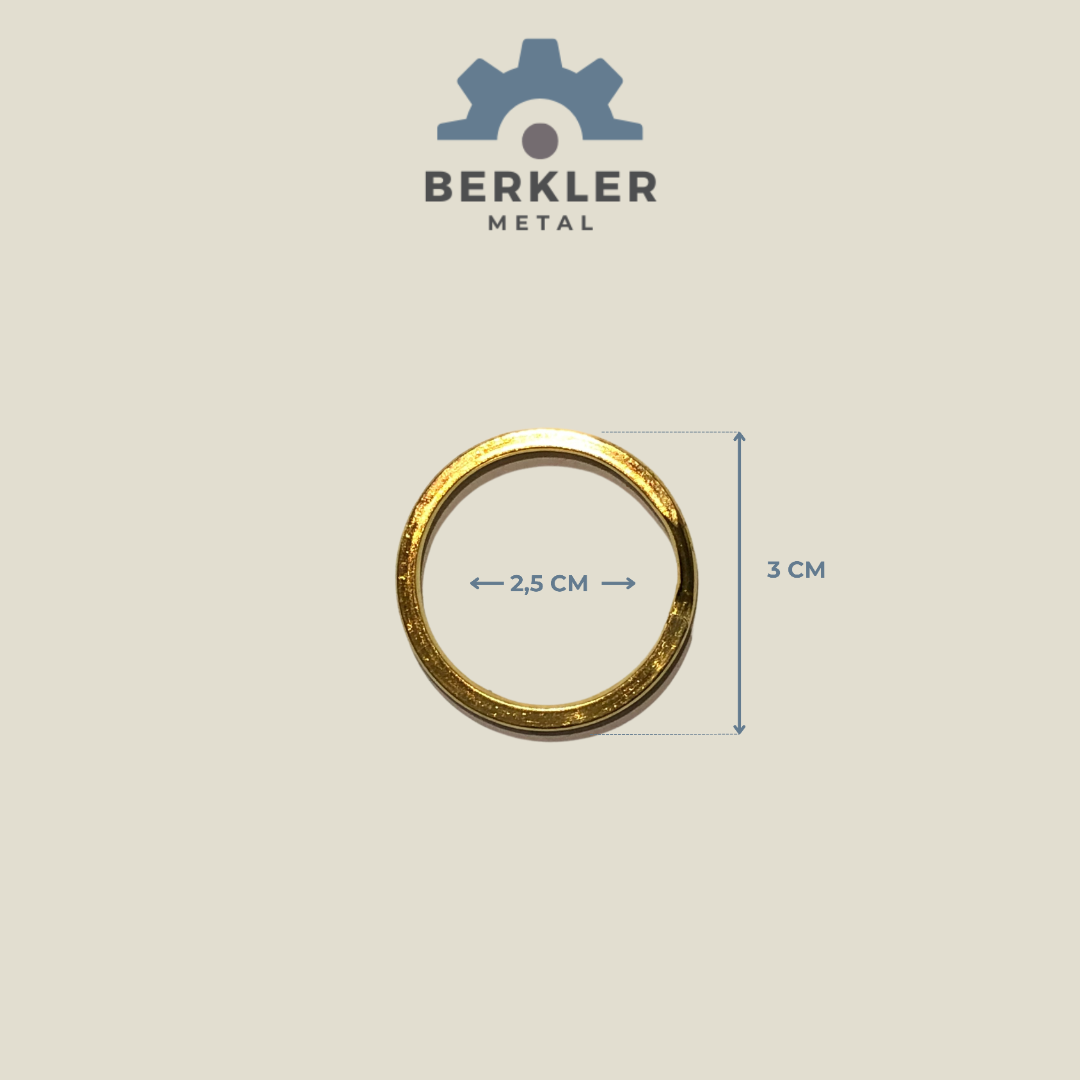 2,5 cm Ezme Model Anahtarlık Halkası – Gold Renk, Kararmaz Metal Aparat (100 Adet)