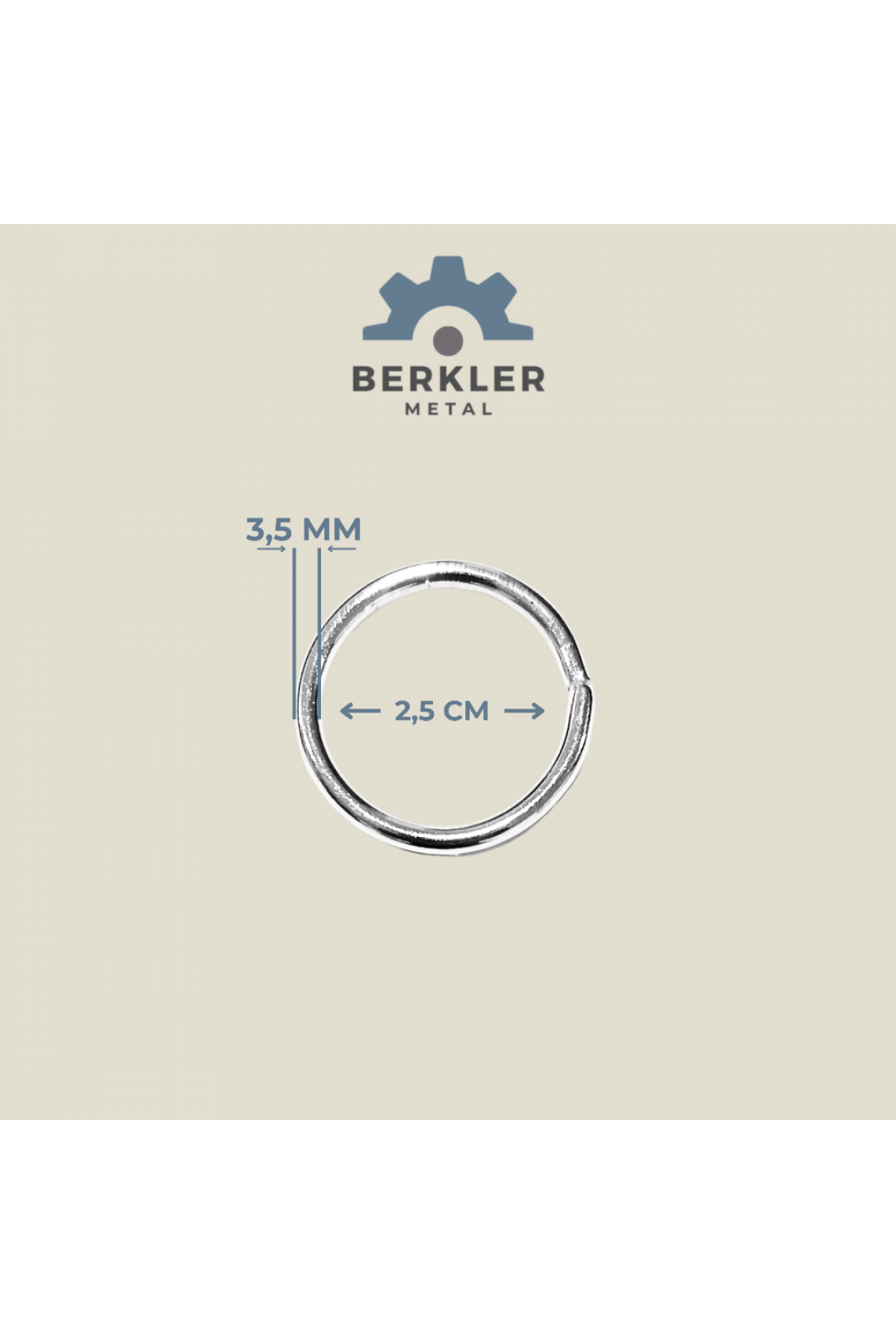 2.5 cm. * 3 .5 mm yuvarlak halka metal renk