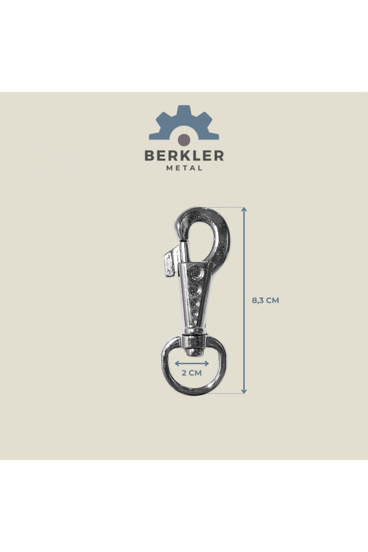 2 cm. büyük oval tasma kanca 8,3 cm. metal renk