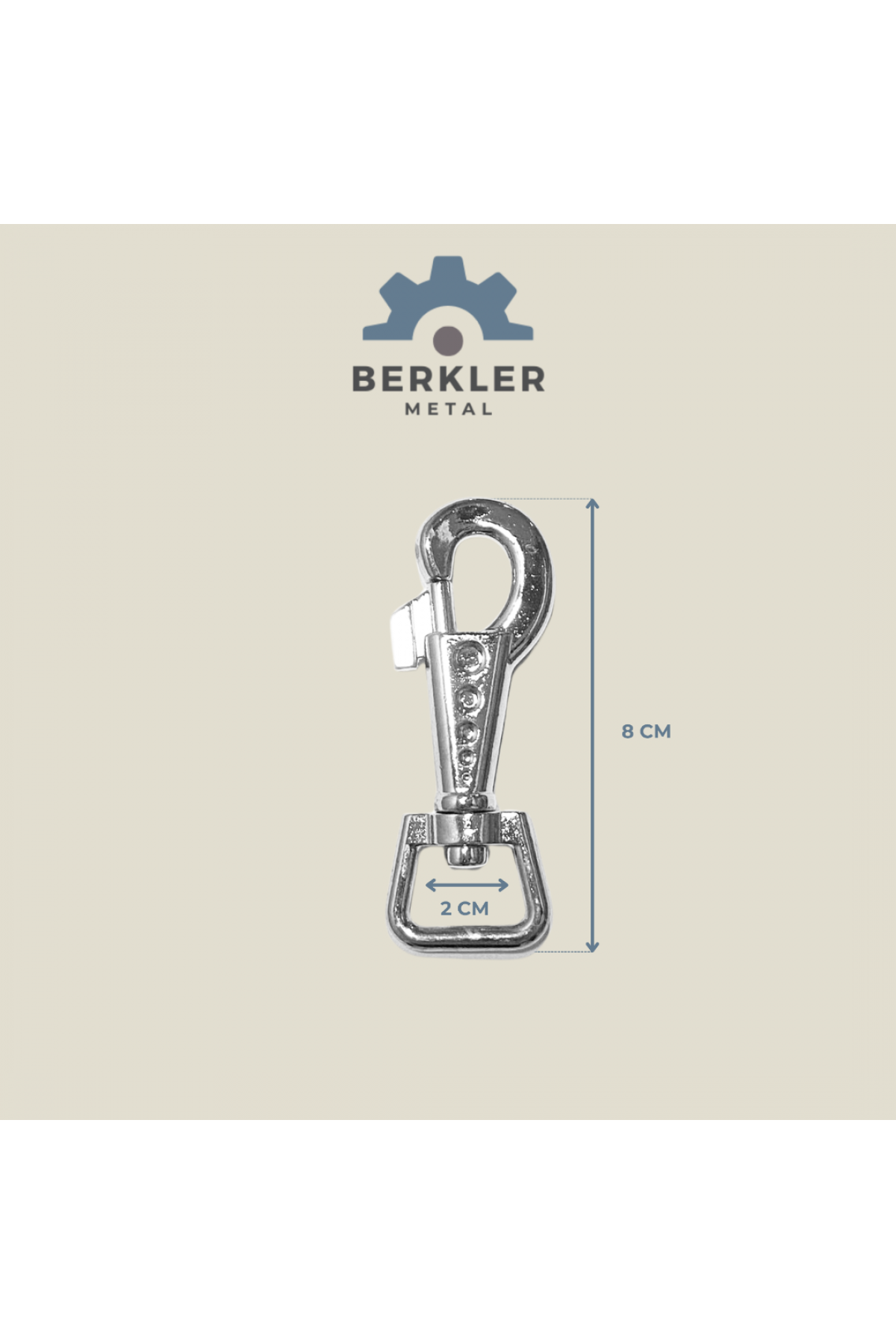 2 cm. büyük tasma kanca 8 cm.metal renk