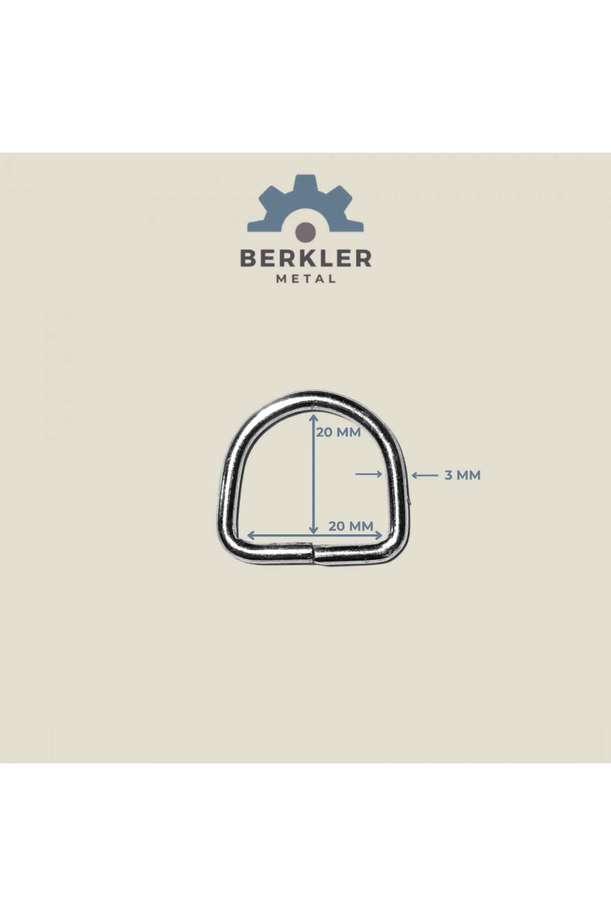 20 mm * 20 mm * 3 mm D Halka metal renk