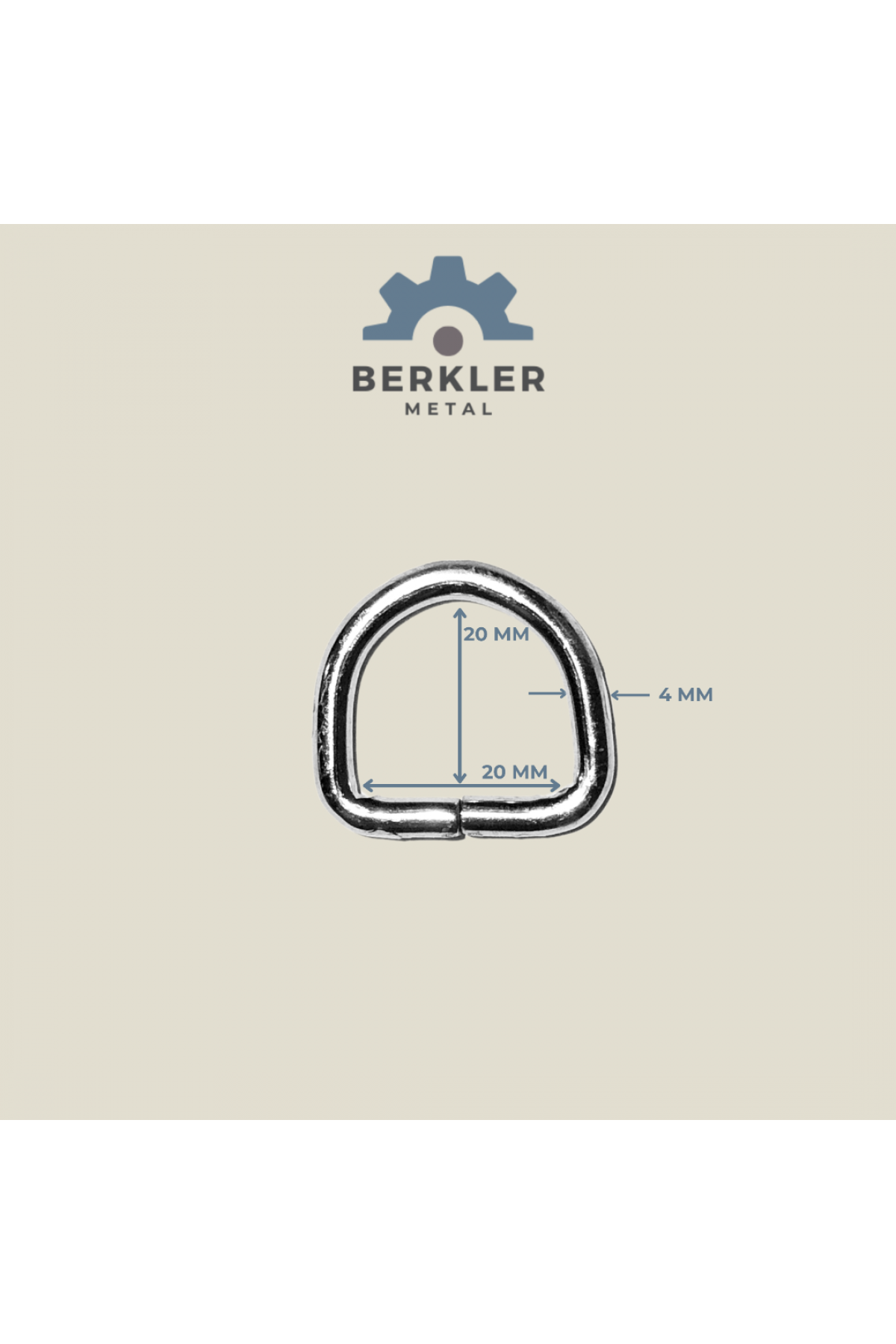 20 mm * 20 mm * 4 mm D Halka metal renk