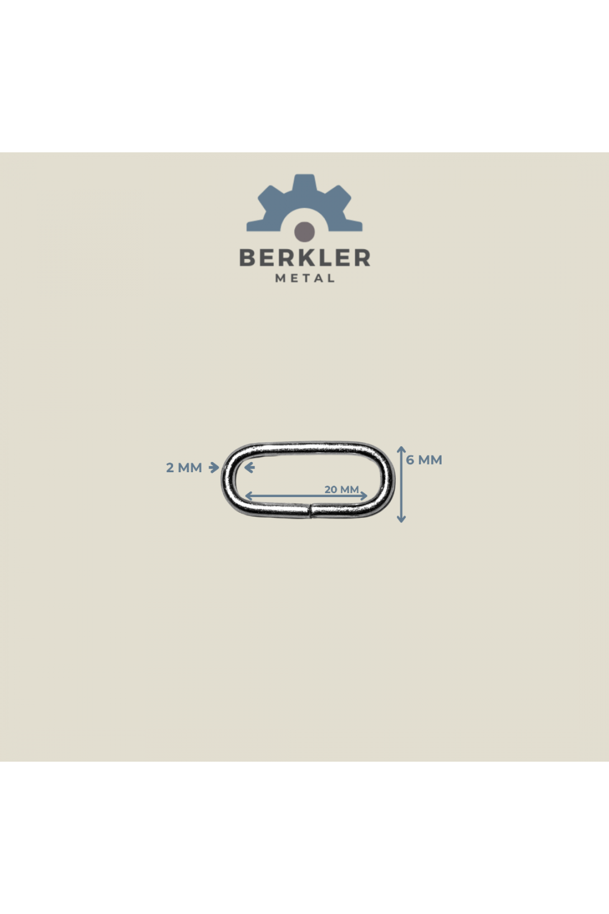 20 mm * 6 mm* 2 mm oval halka metal renk