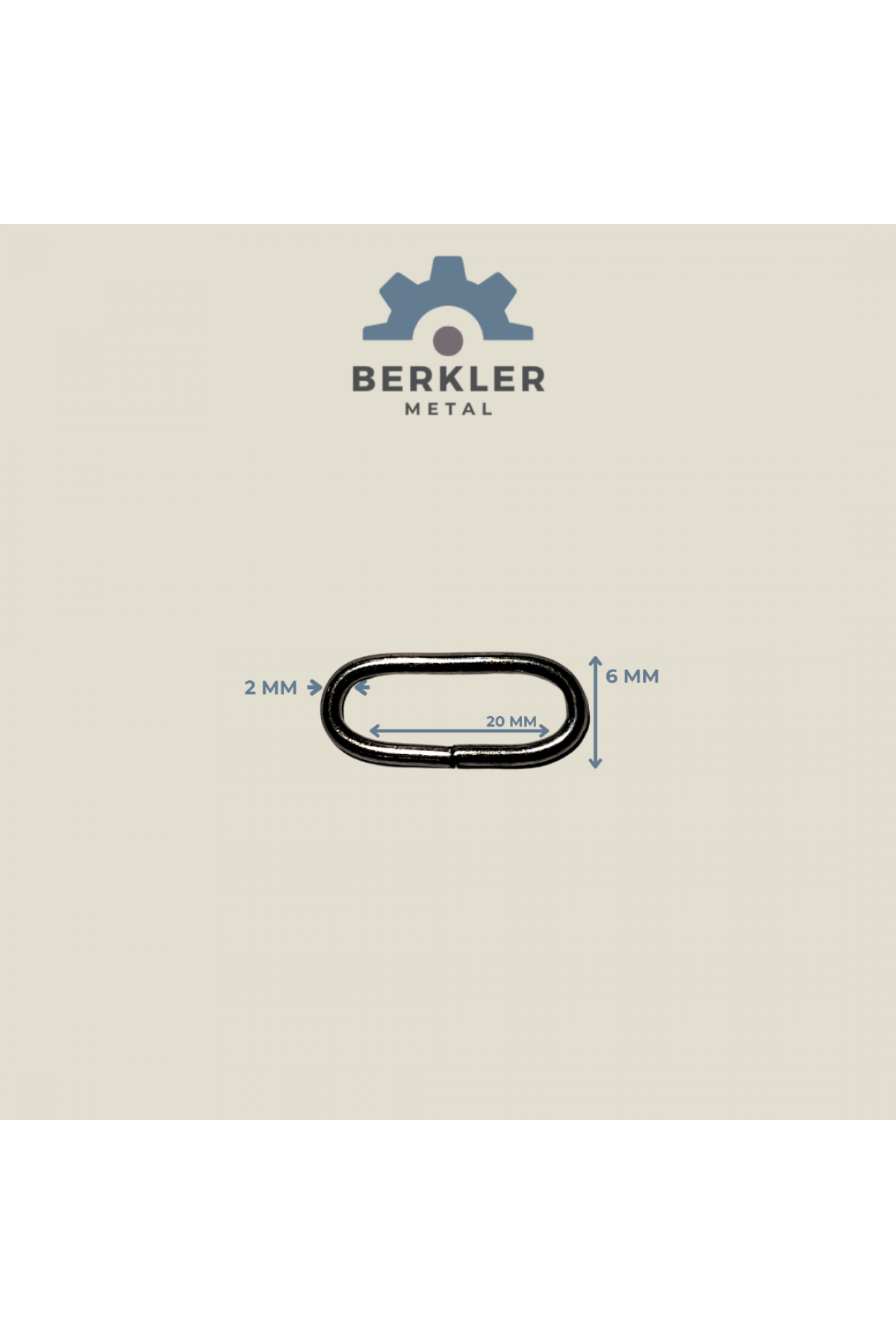 20 mm * 6 mm* 2 mm oval halka füme renk