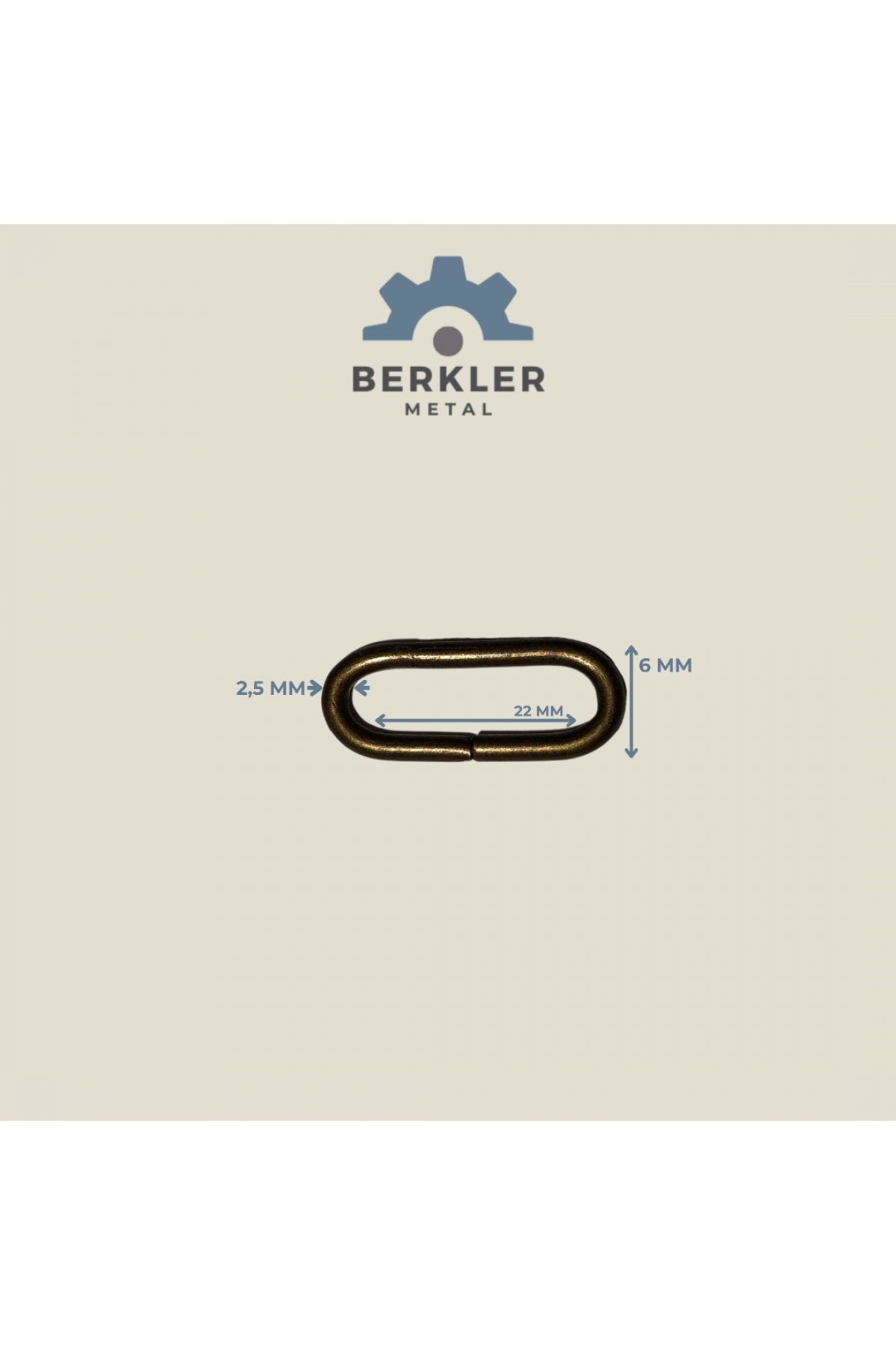 22 mm * 6 mm*2.5 mm oval halka antik sarı renk