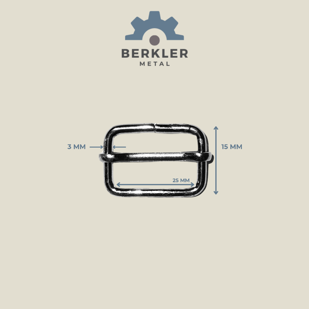 25 mm * 15 mm * 3 mm ayar tokası sürgü metal renk