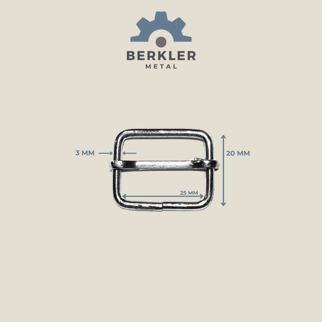 25 mm * 20 mm * 3 mm ayar tokası sürgü metal renk