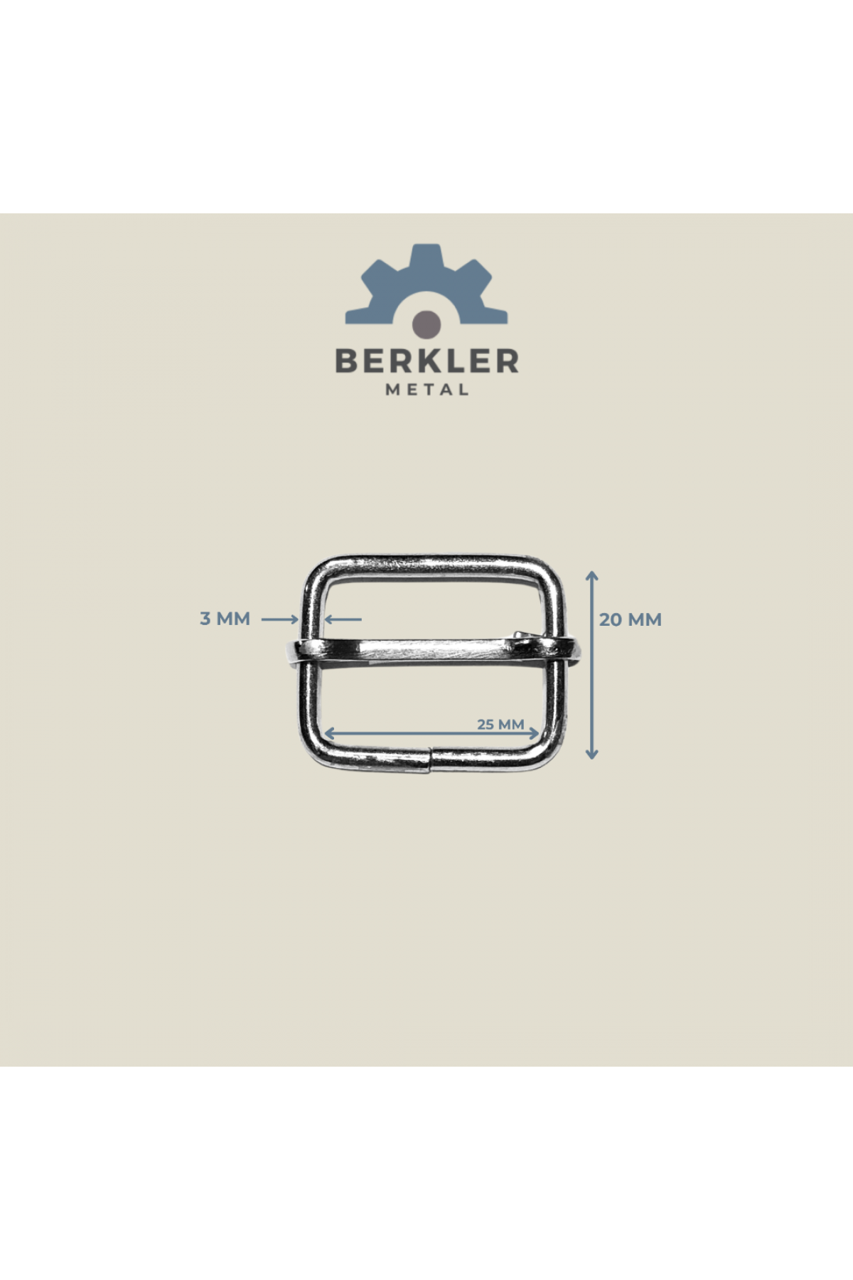 25 mm * 20 mm * 3 mm ayar tokası sürgü metal renk