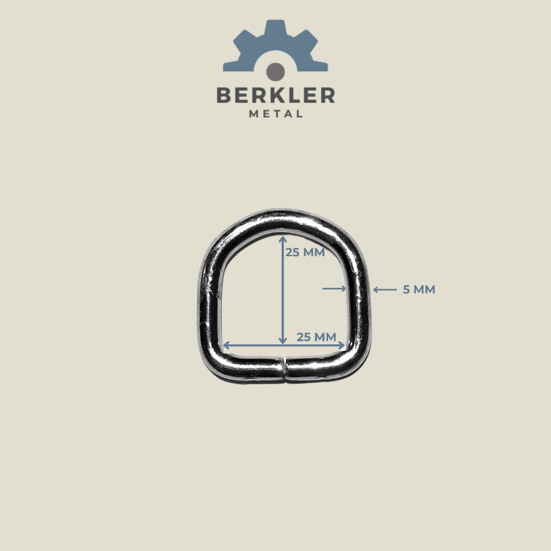 25 mm * 25 mm * 5 mm D Halka metal renk