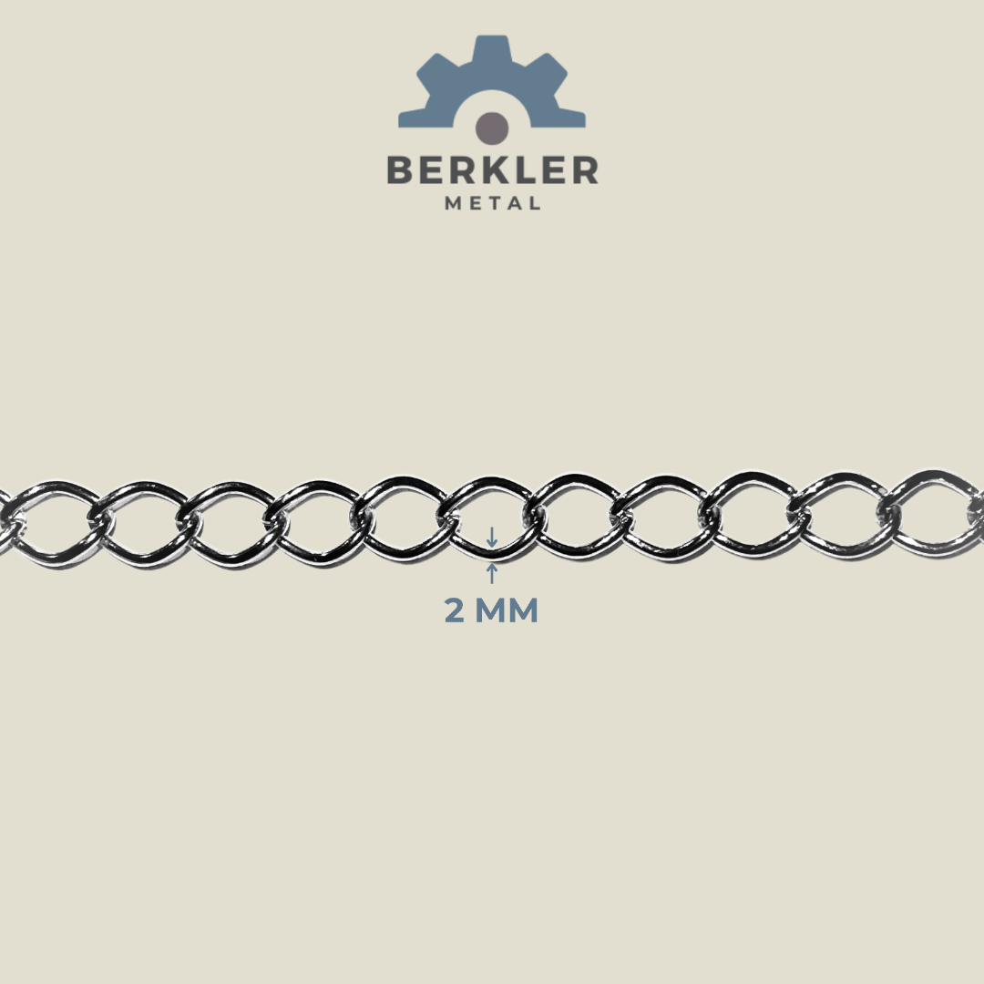 2 mm kelepçe zincir metre satış metal renk 10 metre