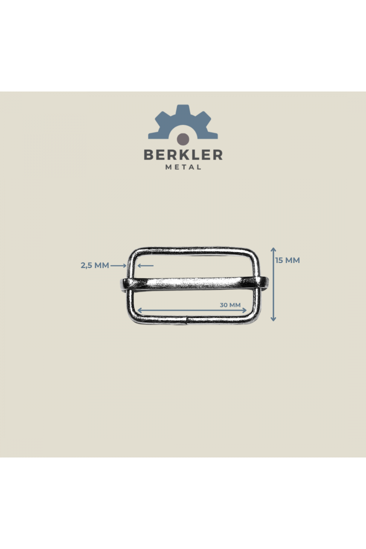 30 mm * 15 mm * 2.5 mm ayar tokası sürgü metal renk