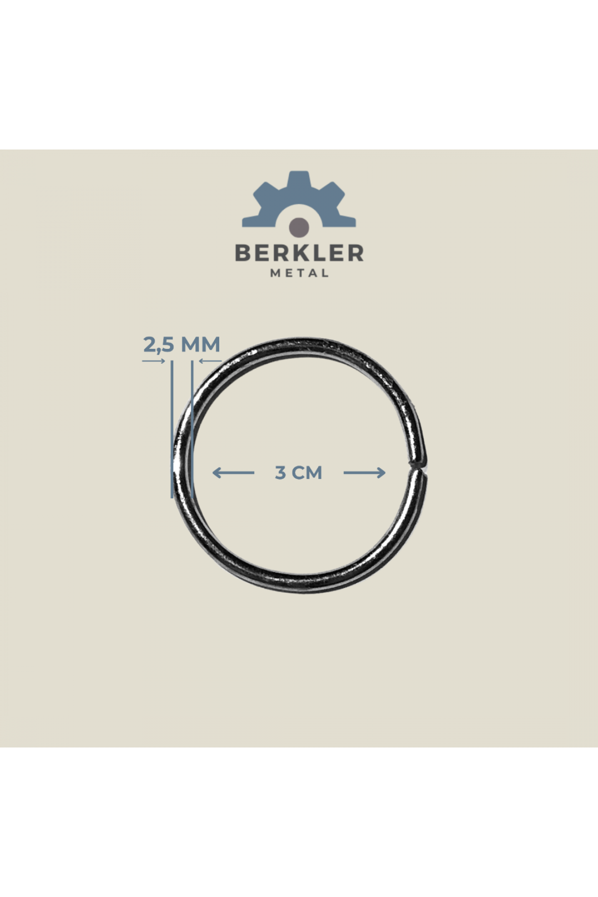 3 cm. * 2 .5 mm yuvarlak halka metal renk