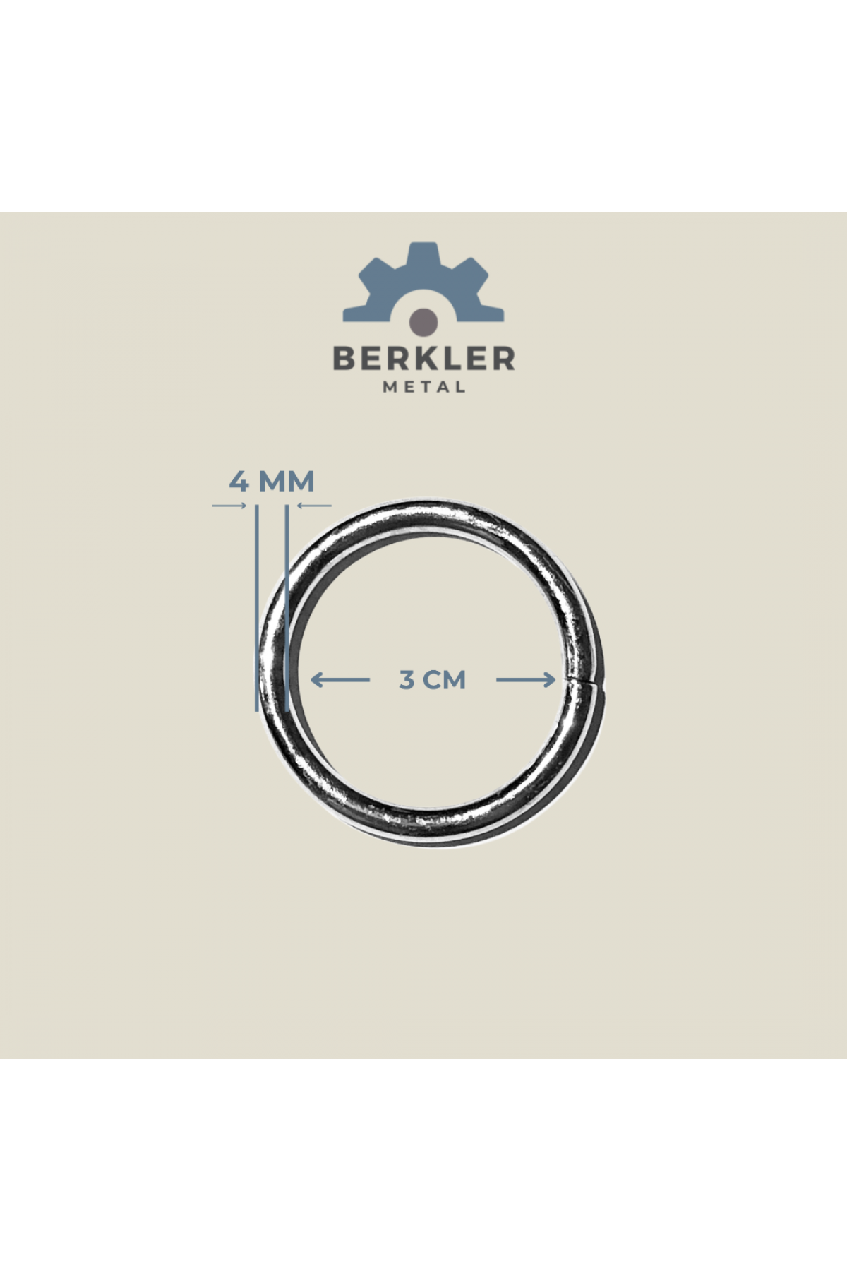 3 cm. * 4 mm yuvarlak halka metal renk