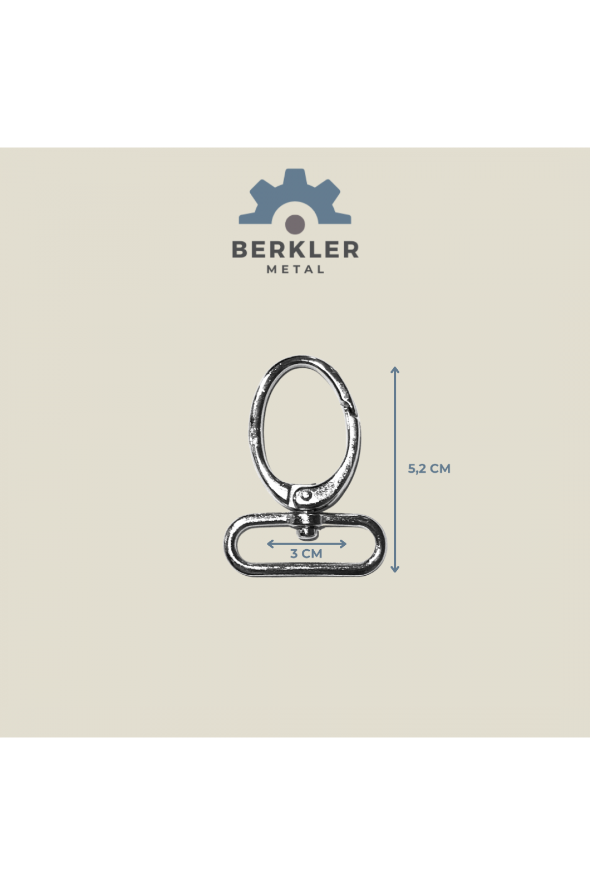 3 cm tombul kanca 5,2 cm. metal renk