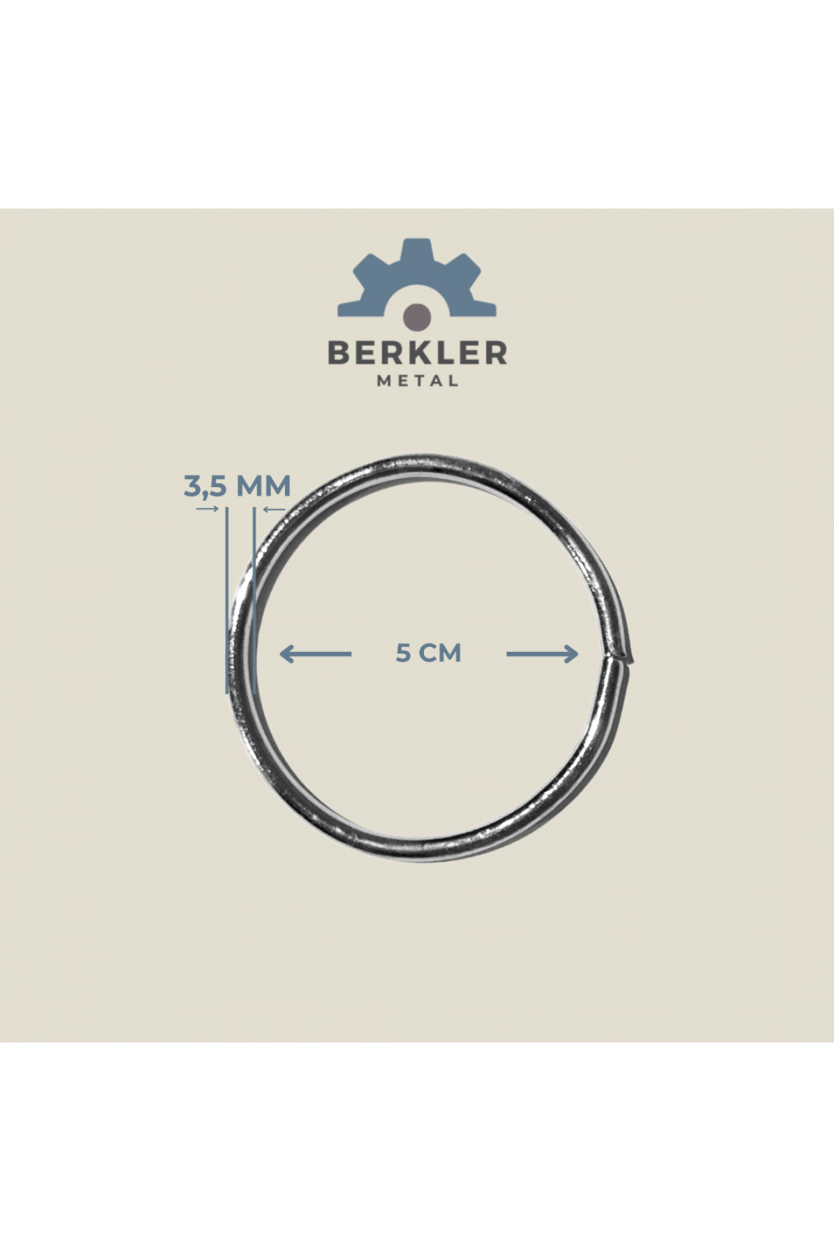 5 cm. * 3.5 mm yuvarlak halka metal renk