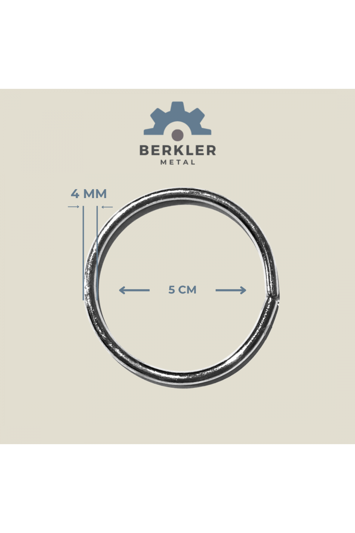 5 cm. * 4 mm yuvarlak halka metal renk