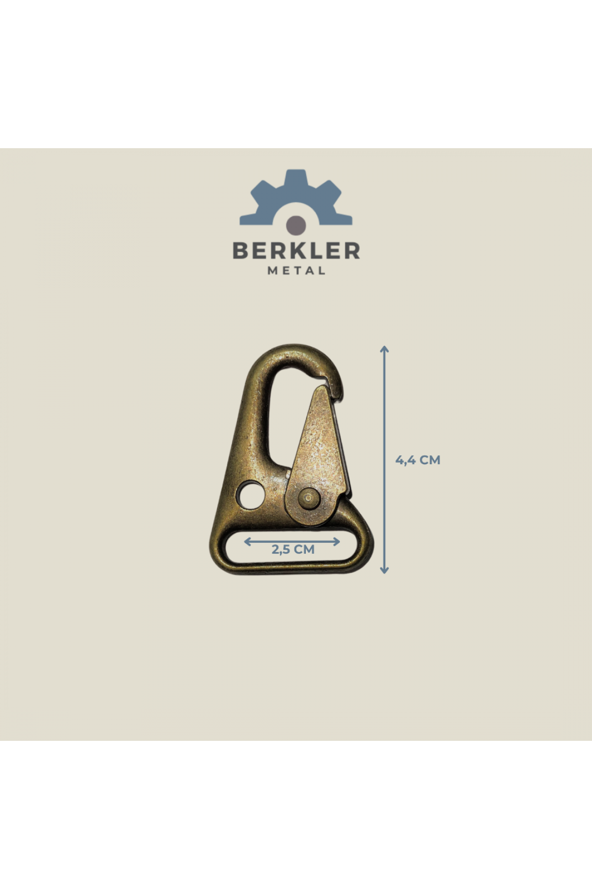 2,5 cm G3 Tüfek Kancası – Antik Sarı Metal Karabina (4,4 cm)