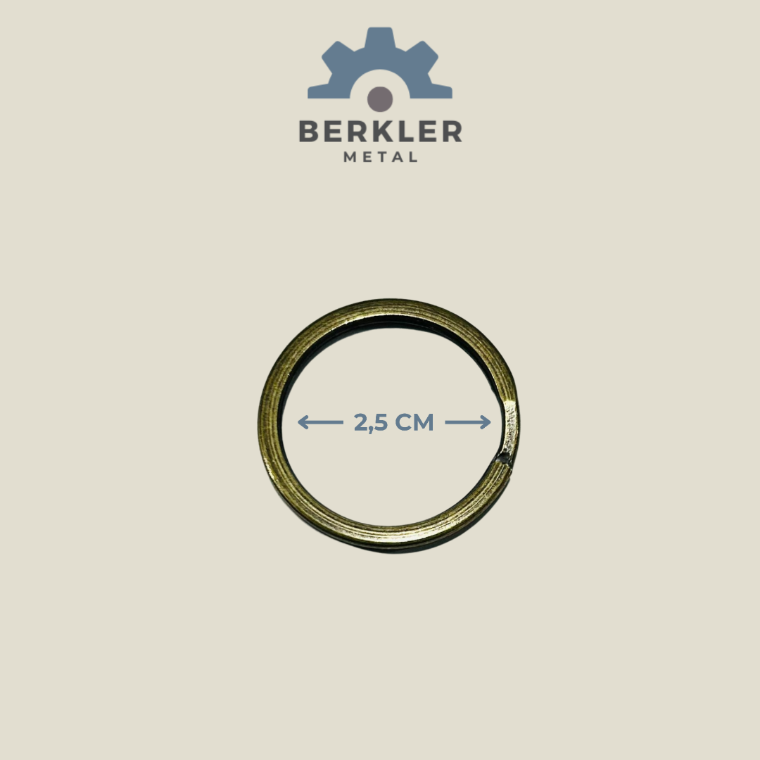 2,5 cm Ezme Model Anahtarlık Halkası – Antik Sarı Renk, Toplu Metal Aparat