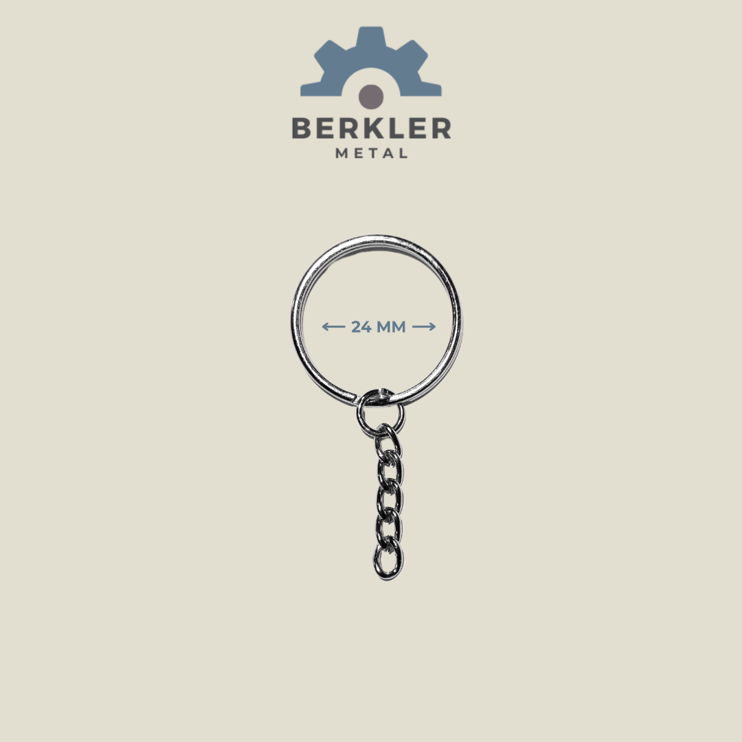 Zincirli 24 mm tel sargı anahtarlık halkası