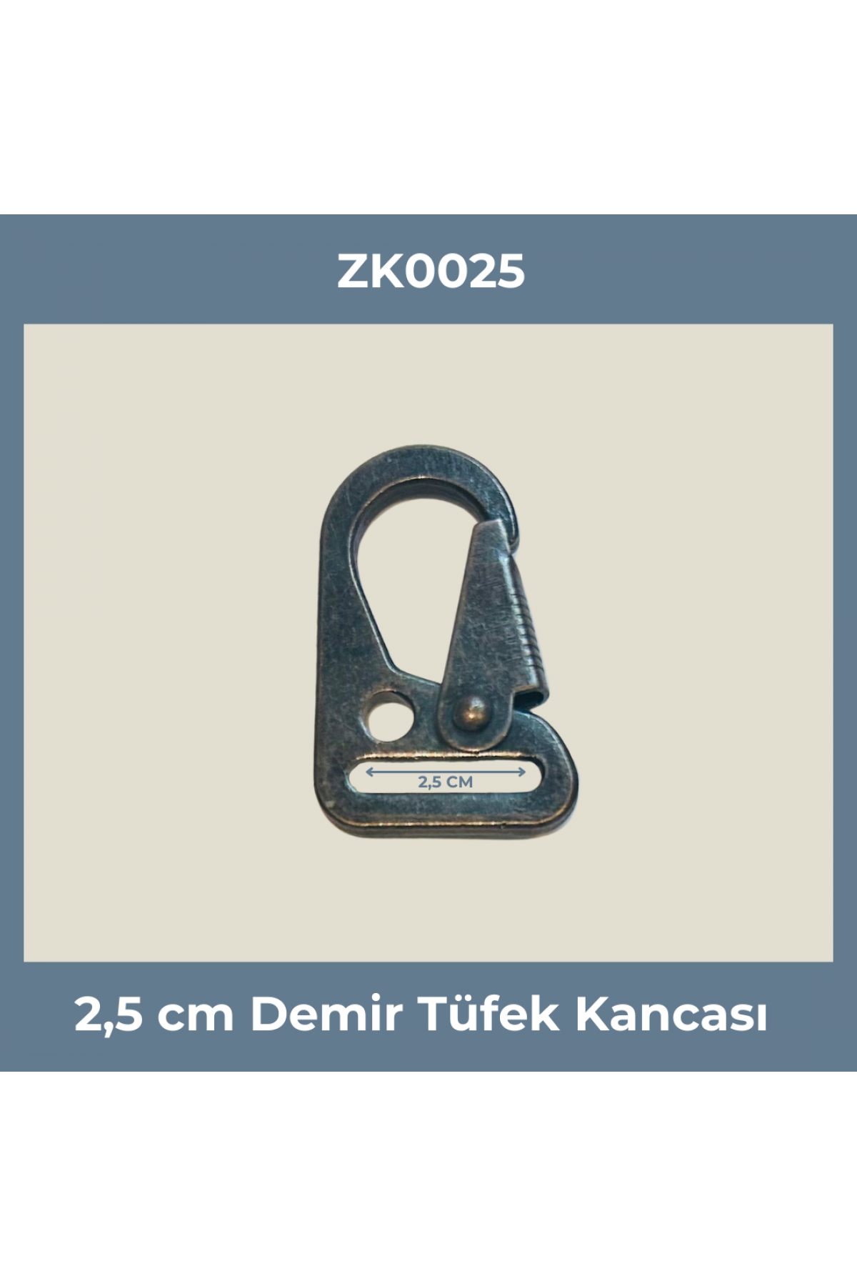 2,5 cm Demir Tüfek Kancası – Siyah Oksit Metal Karabina