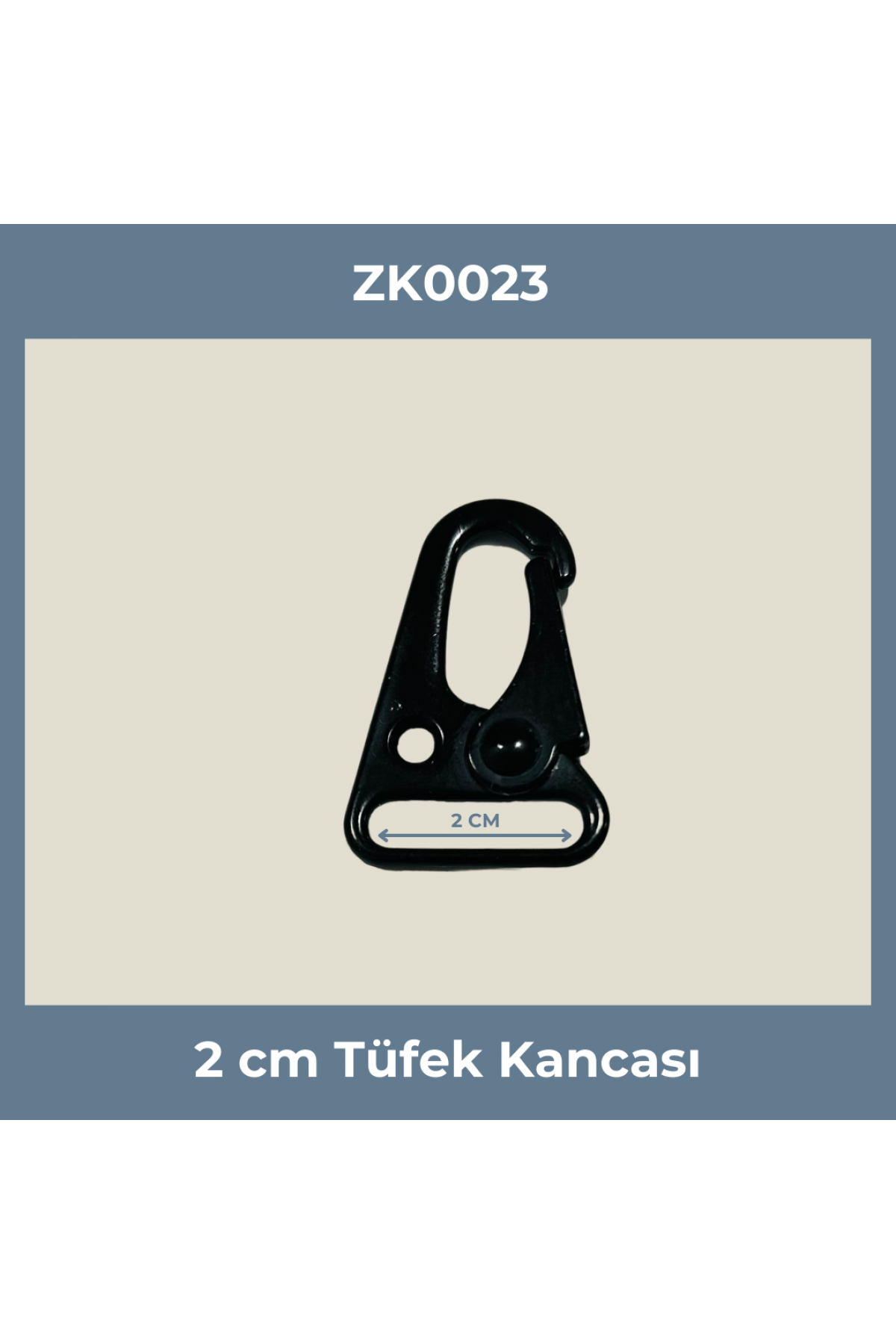 2 cm Tüfek Kancası – Siyah Boyalı Metal Karabina