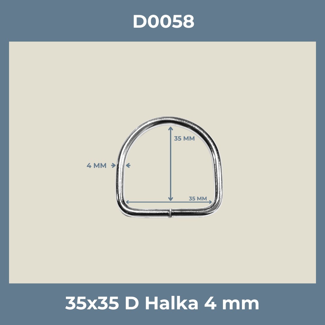 35x35 mm D Halka - 4 mm Kalınlık - Nikel (100 Adet)