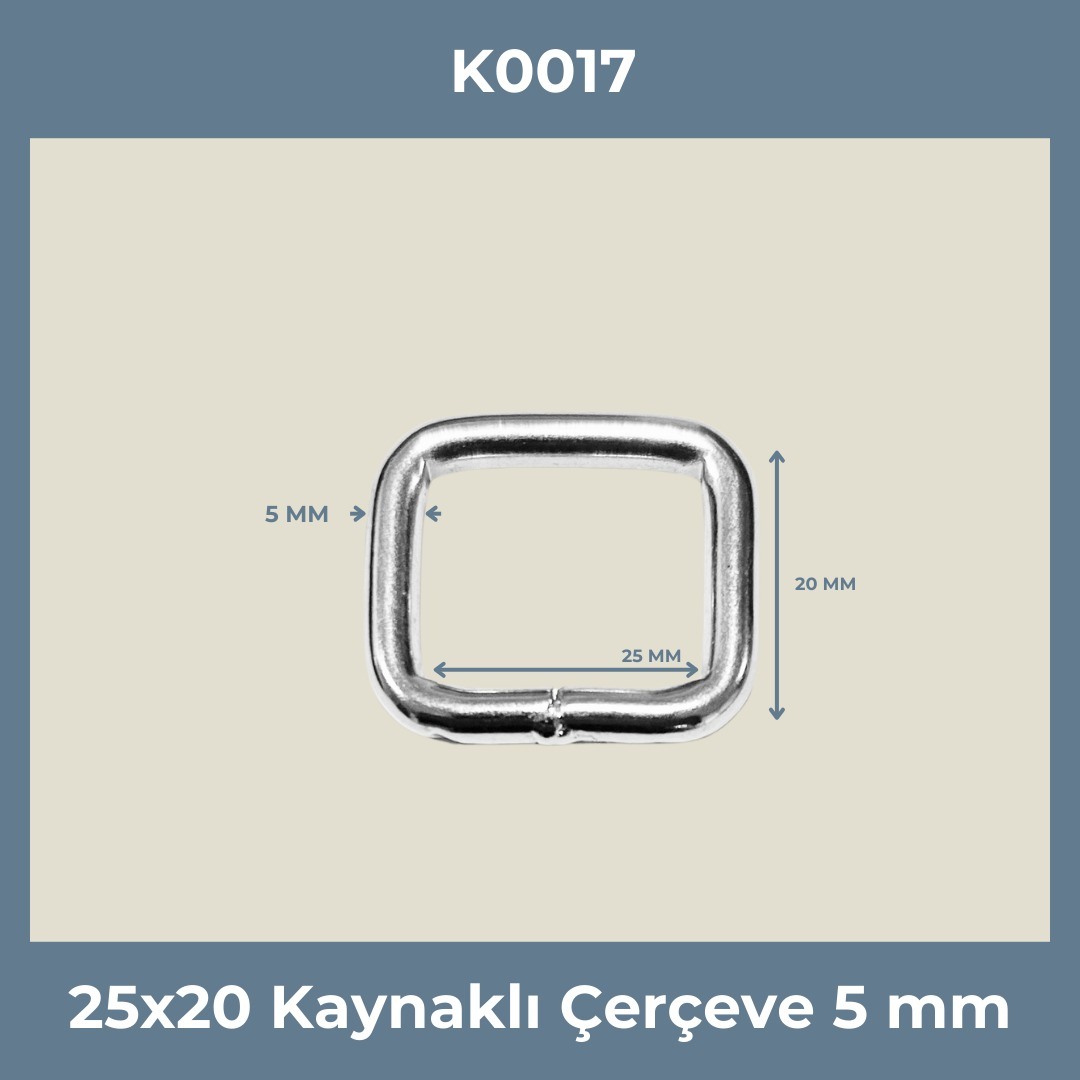 25x20 mm Kaynaklı Metal Çerçeve (5 mm Kalınlık) - Gümüş Renk
