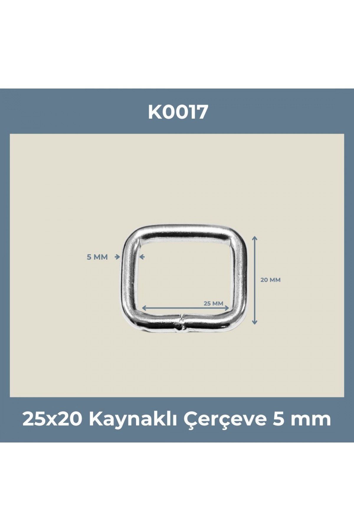 25x20 mm Kaynaklı Metal Çerçeve (5 mm Kalınlık) - Gümüş Renk