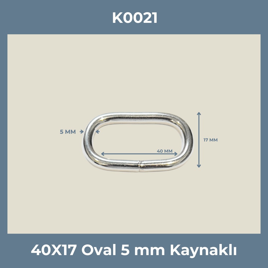 40x17 mm Oval Kaynaklı Metal Halka (5 mm Kalınlık) - K0021