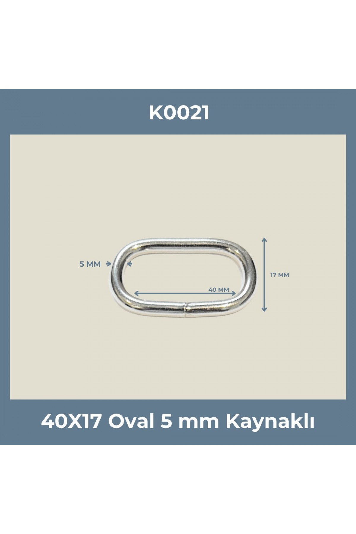 40x17 mm Oval Kaynaklı Metal Halka (5 mm Kalınlık) - K0021