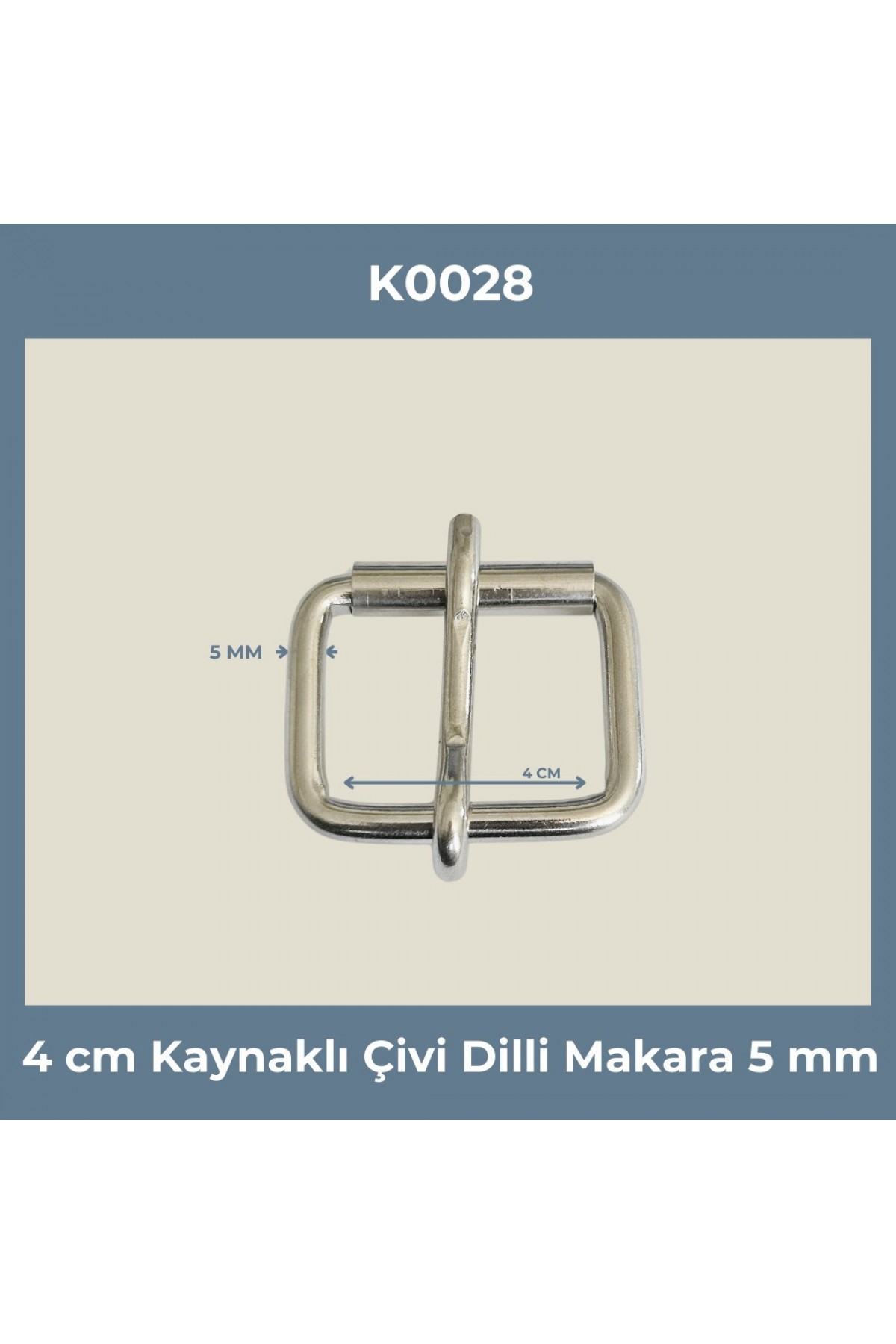 40 mm Makaralı Metal Toka (5 mm Kaynaklı - Çivi Dil) - K0028